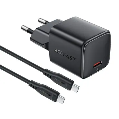 Адаптер ACEFAST [A118-P5] GaN Fast Charger USB-C 30W [with cable USB-C] (Black)