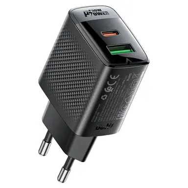 Адаптер ACEFAST [A98] Dual Port Fast Charger USB-C+USB 30W (Black)