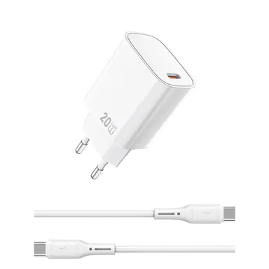 Адаптер WIWU [Wi-G007] Essential GaN Fast Charger USB-C 20W [with cable USB-C] (White)