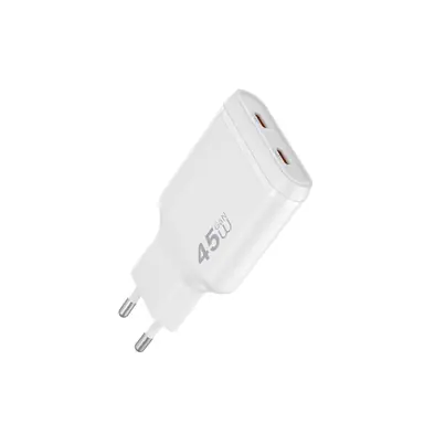 Адаптер WIWU [Wi-G034] Essen Slim Ultra GaN Fast Charger 2xUSB-C 45W (White)