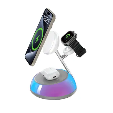 Бездротова Зарядка WIWU [Wi-W036] Qi2 Wireless Charging Station 3in1 Aurora Series (White)