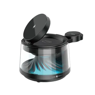 Бездротова Зарядка WIWU [Wi-W039] Wireless Charger with Ambient Light & Speaker 5in1 Flow Series (Black)