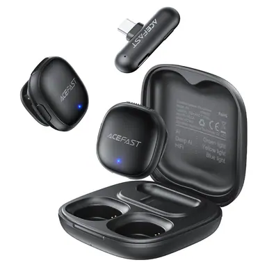 Бездротовий петличний мікрофон ACEFAST [R1] Wireless Magnetic Lavalier Microphones (Black)