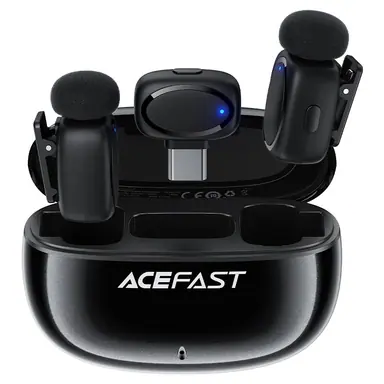Бездротовий петличний мікрофон ACEFAST [R2] Wireless Magnetic Lavalier Microphones (Black)