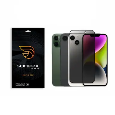 Захисне скло Soneex Pro для iPhone 13/13 Pro/14/16e/17e 2.5D Anti Peep (Black)