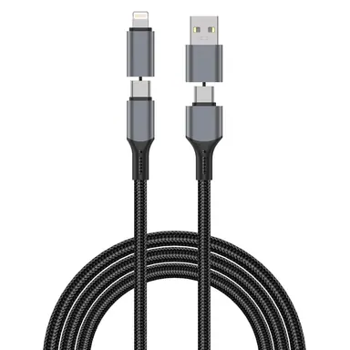 Кабель WIWU [Wi-C085] Fast Charging Cable Raptor Pro Series USB-A+USB-C to USB-C+Lightning 240W 1.2m (Grey)