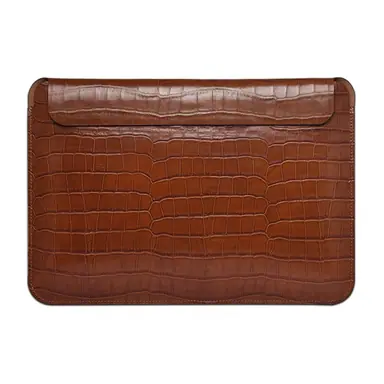 Конверт WIWU для MacBook 14" M5 | M4 | M3 | M2 | M1 [2021-2026] Skin Croco Geniunie Leather Sleeve Series (Brown)