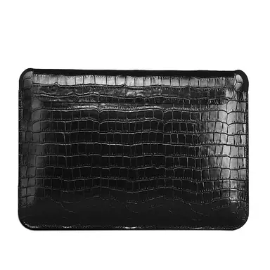 Конверт WIWU для MacBook Air 13" M5 | M4 | M3 | M2 [2022-2026]/MacBook Pro 13" M1 | M2 [2016-2022] Skin Croco Geniunie Leather Sleeve Series (Black)