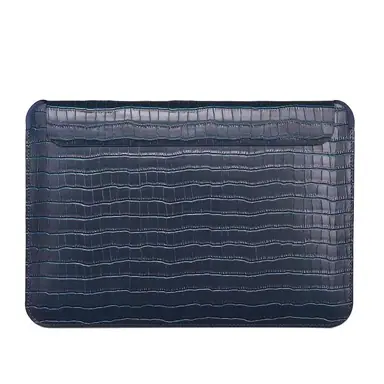 Конверт WIWU для MacBook Air 13" M5 | M4 | M3 | M2 [2022-2026]/MacBook Pro 13" M1 | M2 [2016-2022] Skin Croco Geniunie Leather Sleeve Series (Navy Blue)
