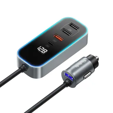 Прикурювач Mcdodo [CC-1900] Digital Display Car Charger 4xUSB+USB-C 3A 107W (Grey)