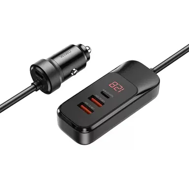 Прикурювач WIWU [Wi-QC015] Extend Car Charger 2xUSB+USB-C 120W (Black)
