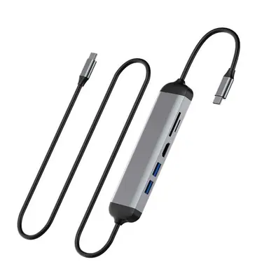 Хаб WIWU [521H] Alpha 5in1 USB-C to 2xUSB3.0+HDMI+SD/MicroSD (Grey)