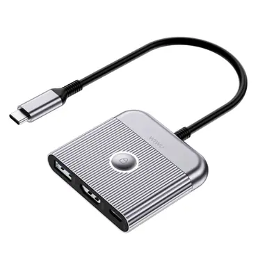 Хаб WIWU [Wi-HB002] Docking Station 3in1 USB-C to USB3.0+HDMI+USB-C (Grey)