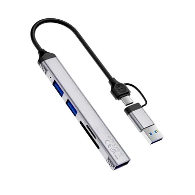 Хаб WIWU [Wi-HB003] ZOLO 5in1 USB-C/USB3.0 to 2xUSB2.0+USB3.0+SD/MicroSD (Grey)