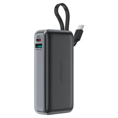 PowerBank ACEFAST [M7] Fast Charger 10000mAh PD30W [with Built-in cable USB-C] (Black)