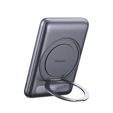 PowerBank Mcdodo [MC-8361] Magnetic Metal Ultra-Thin Wireless Charger 5000mAh 20W [with Built-in 360 Ring Stand] (Dark Grey)