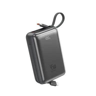 PowerBank WIWU [AS-182] Galaxy Pro Max 20000mAh 45W [with Built-in cables USB-C+Lightning] (Black)
