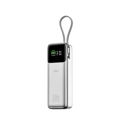 PowerBank WIWU [PM301] Power Mega 20000mAh 130W [with Built-in cable USB-C] (Silver)