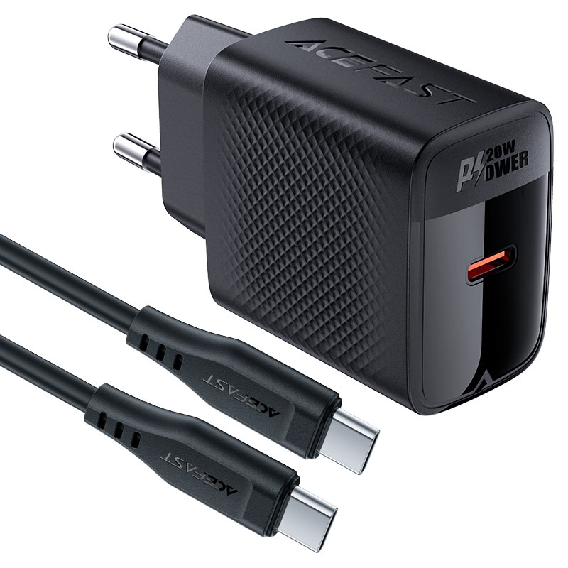 Адаптер ACEFAST [A82] GaN Fast Chagrer USB-C 30W [with cable USB-C] (Black)