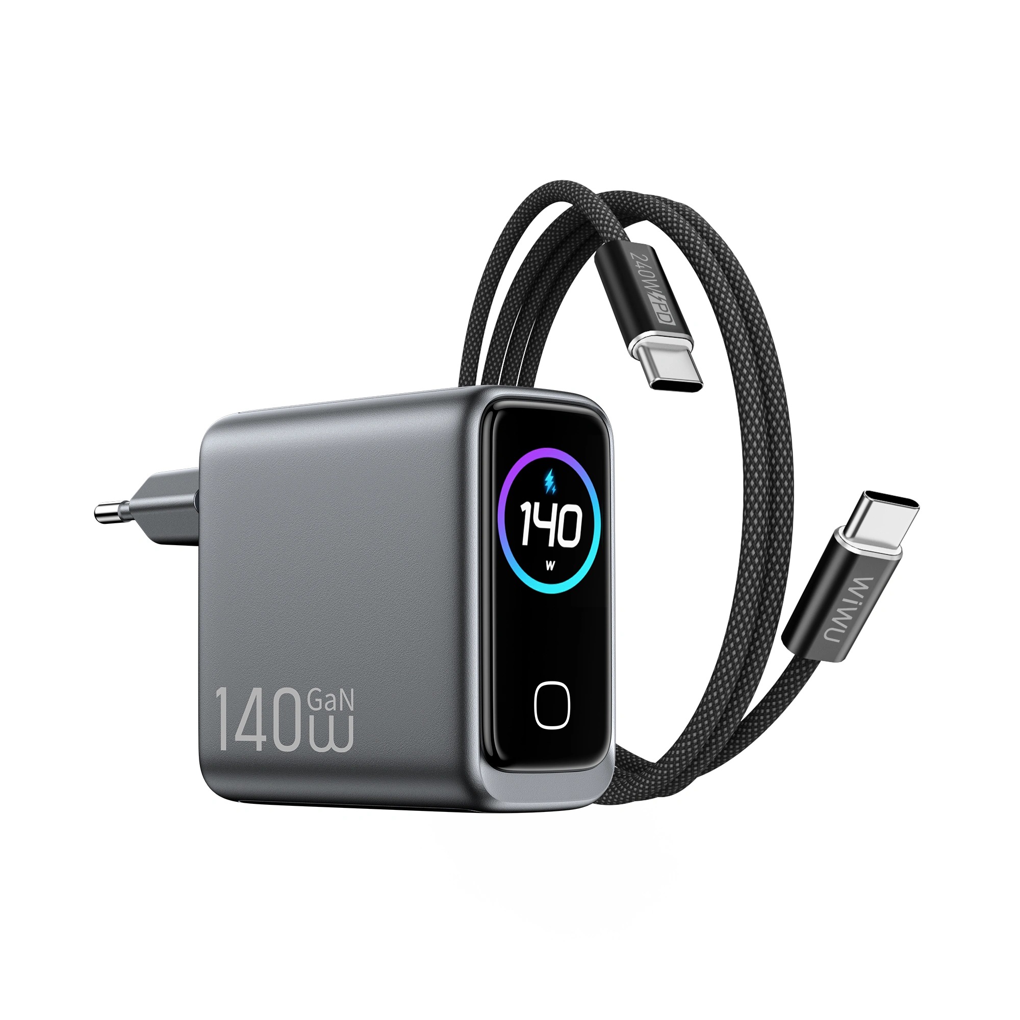 Адаптер WIWU [CHG200] Voyager GaN Fast Charger USB+3xUSB-C 140W [with cable USB-C] (Grey)