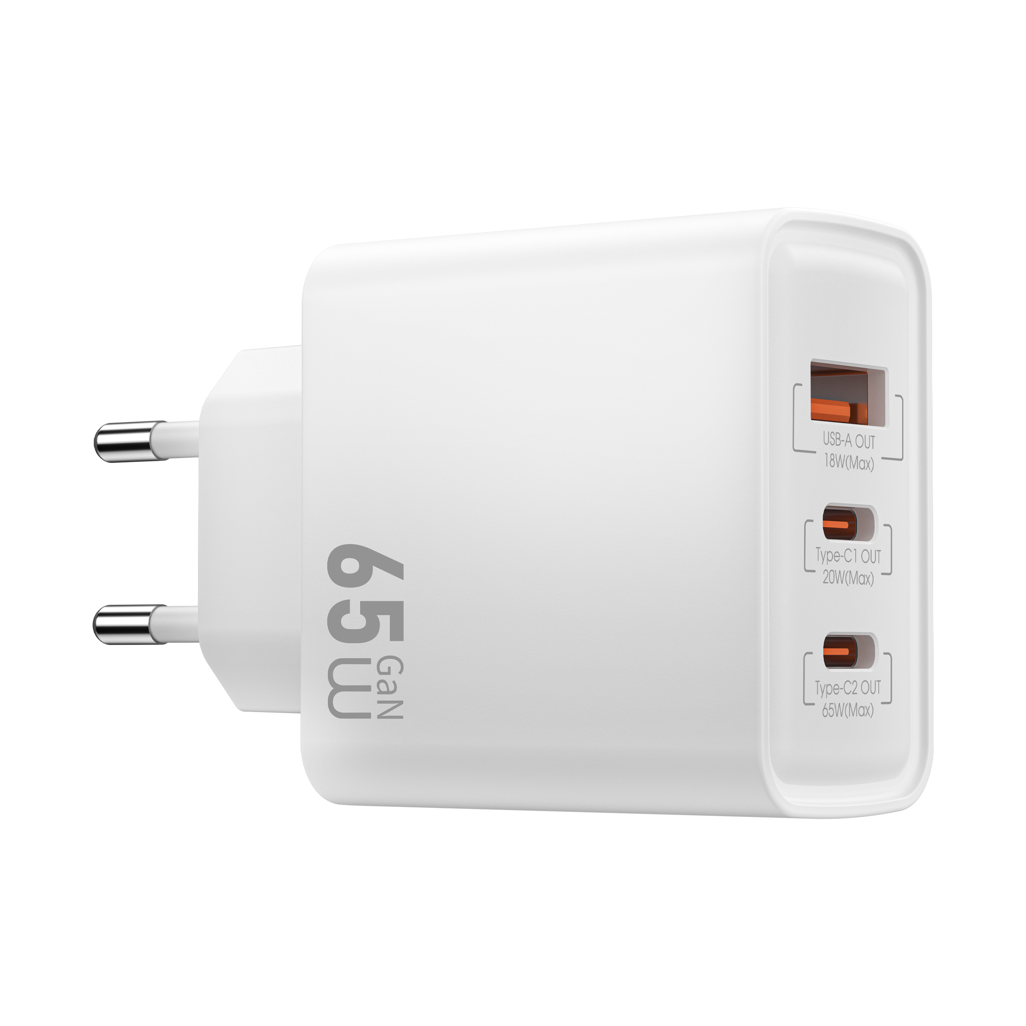 Адаптер WIWU [Wi-G005] Essen GaN Fast Charger USB+2xUSB-C 65W (White)