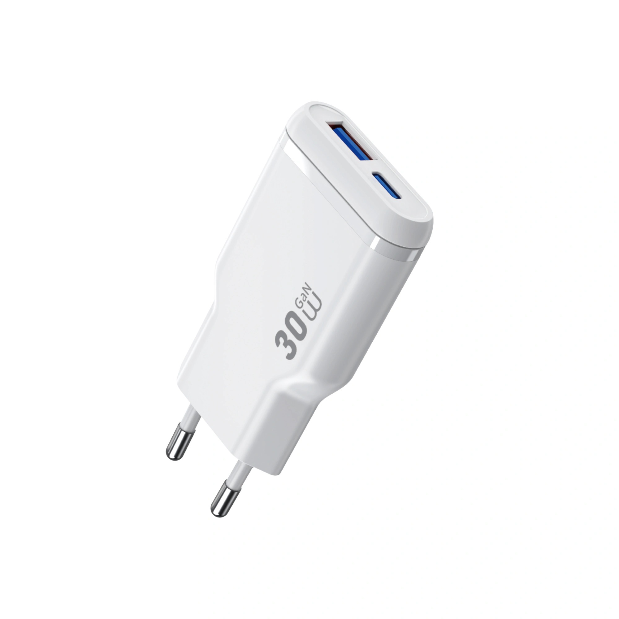 Адаптер WIWU [Wi-G033] Essen Slim Ultra GaN Fast Charger USB+USB-C 30W (White)