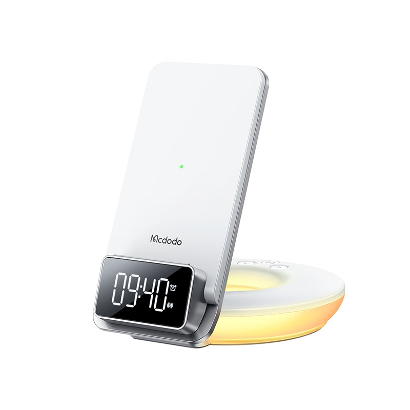 Бездротова Зарядка Mcdodo [CH-1610] Qi2 Desktop Wireless Charger with Alarm & Night Lamp 15W (White)