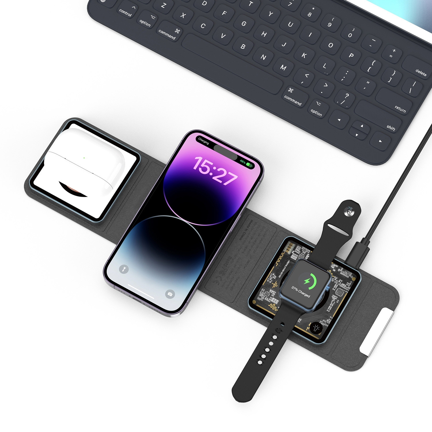 Бездротова Зарядка WIWU [Wi-W001] Triple 3in1 Foldable Series (Black)