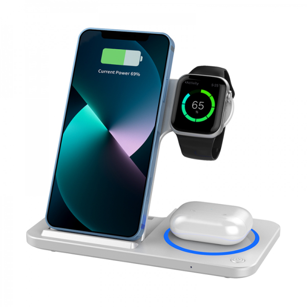 Бездротова Зарядка WIWU [Wi-W020] Foldable Magnetic Charging Station 3in1 Series (White)