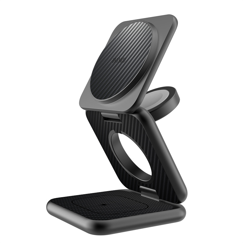 Бездротова Зарядка WIWU [Wi-W035] Charging Station 3in1 Kevlar Series (Black)