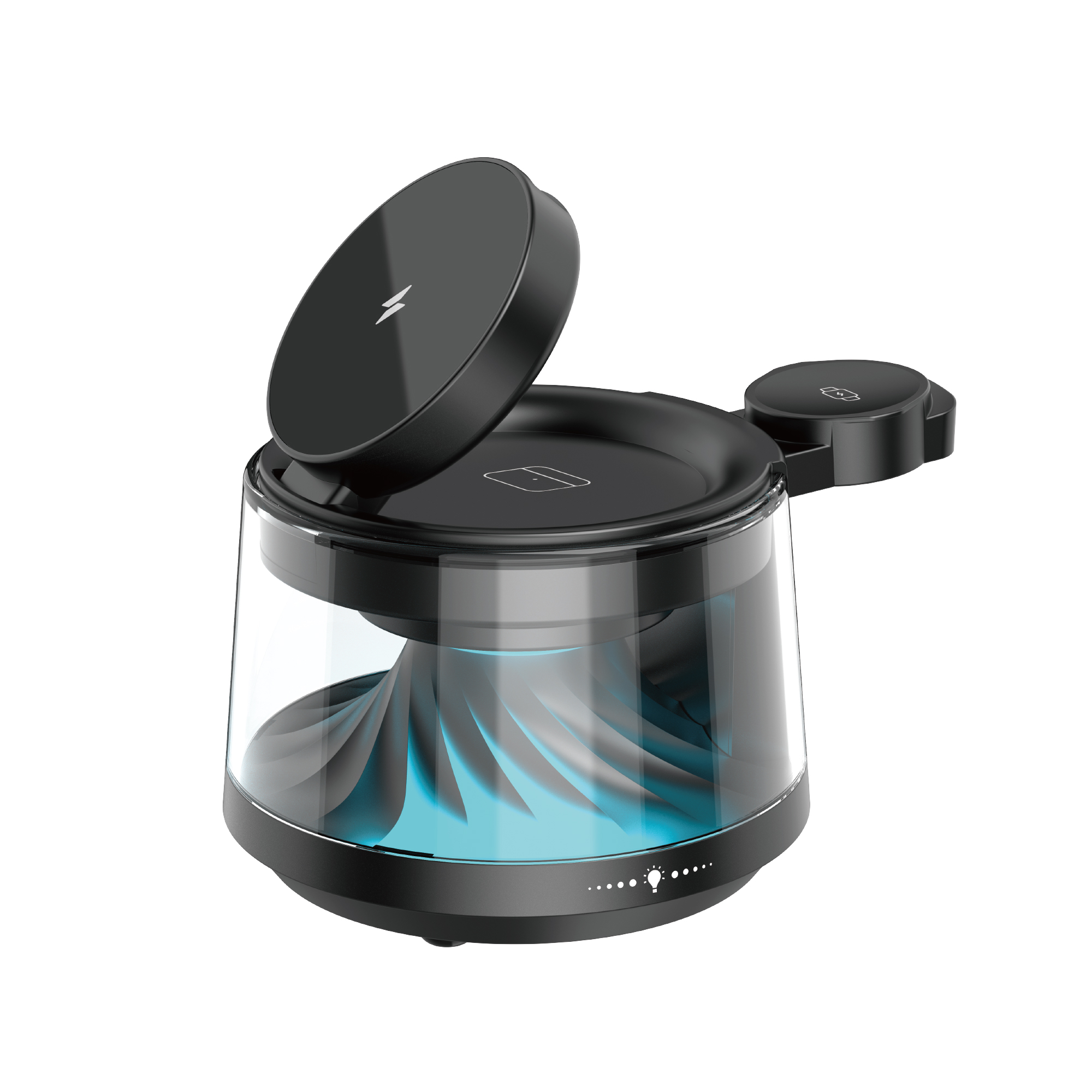 Бездротова Зарядка WIWU [Wi-W039] Wireless Charger with Ambient Light & Speaker 5in1 Flow Series (Black)
