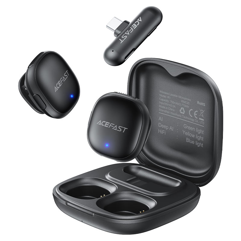 Бездротовий петличний мікрофон ACEFAST [R1] Wireless Magnetic Lavalier Microphones (Black)