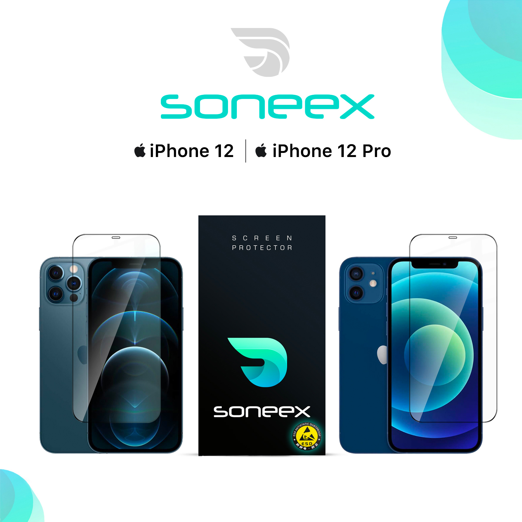 Захисне скло Soneex Pro для iPhone 12/12 Pro 2.5D Full Screen (Black)