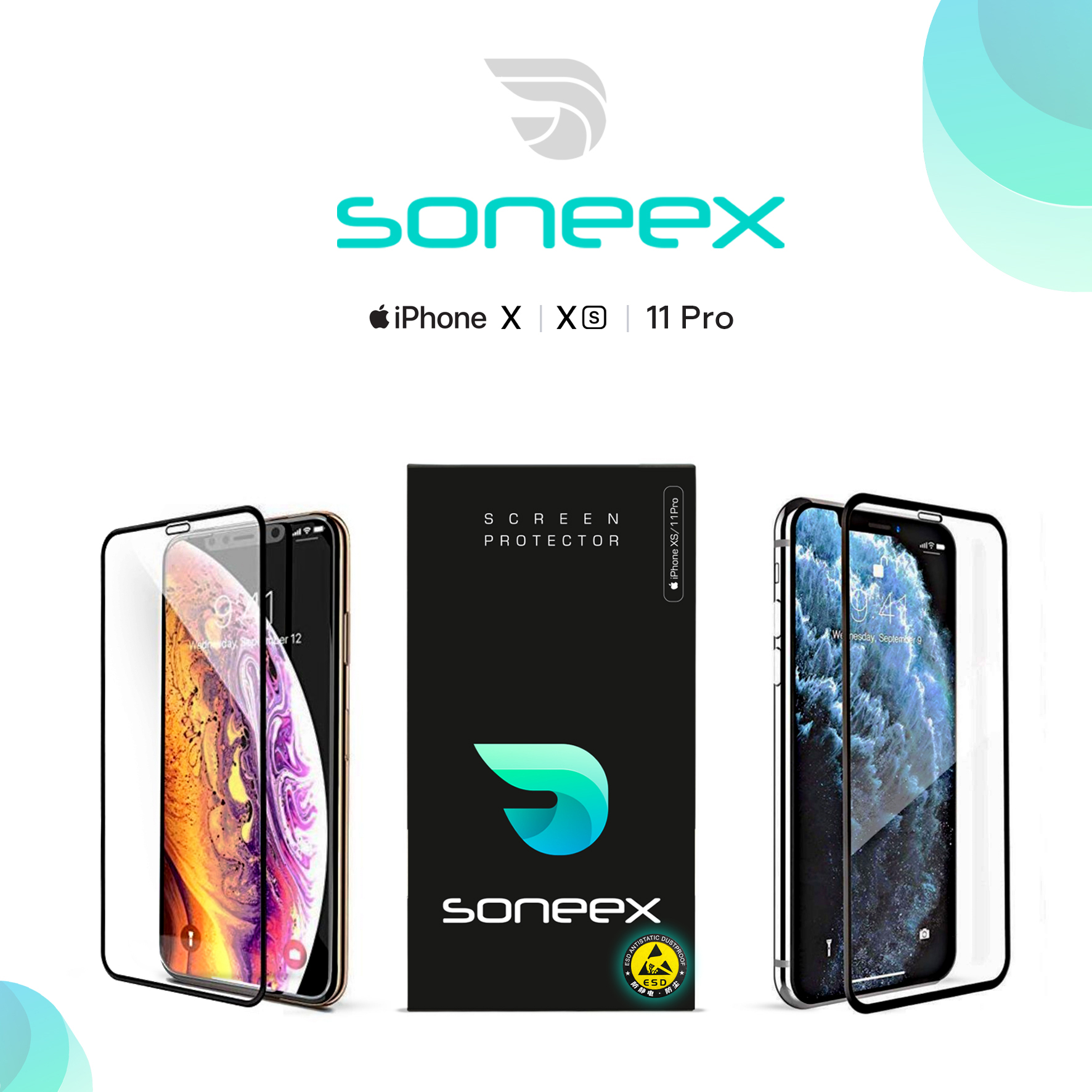 Захисне скло Soneex Pro для iPhone X/Xs/11 Pro 2.5D Full Screen (Black)