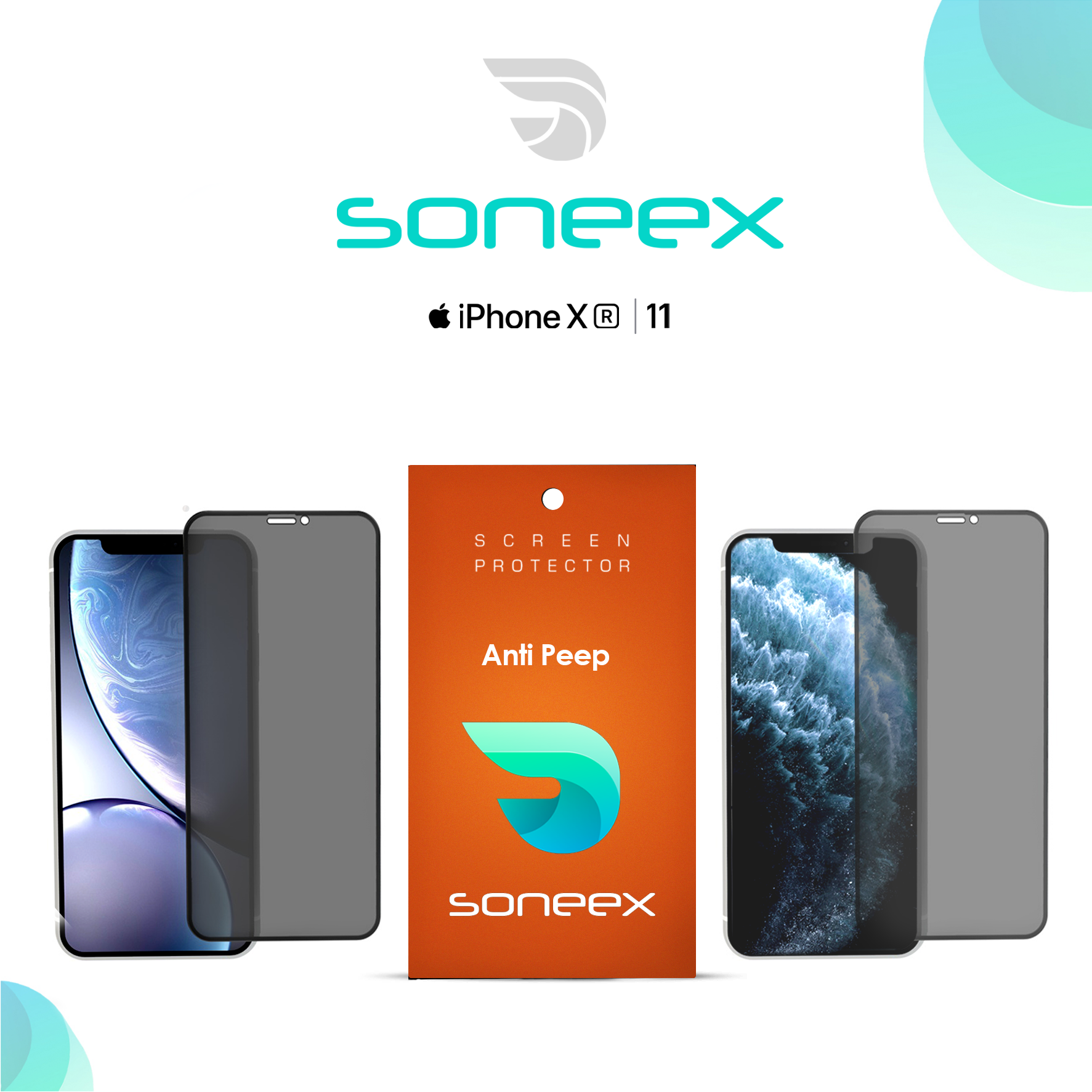 Захисне скло Soneex Pro для iPhone Xr/11 2.5D Anti Peep (Black)