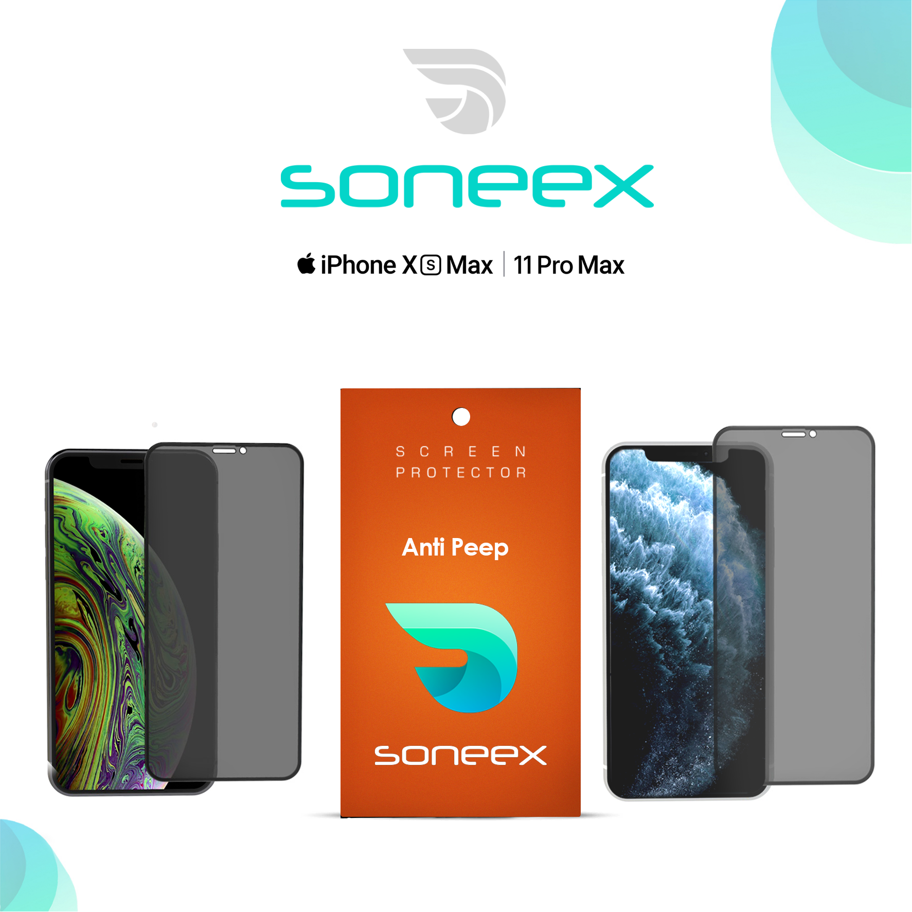 Захисне скло Soneex Pro для iPhone Xs Max/11 Pro Max 2.5D Anti Peep (Black)