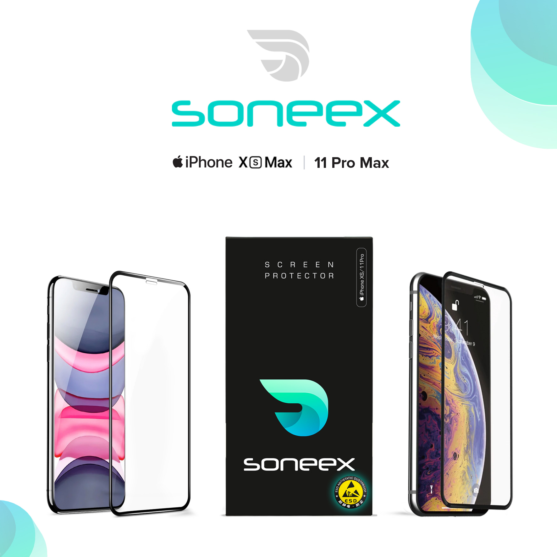 Захисне скло Soneex Pro для iPhone Xs Max/11 Pro Max 2.5D Full Screen (Black)