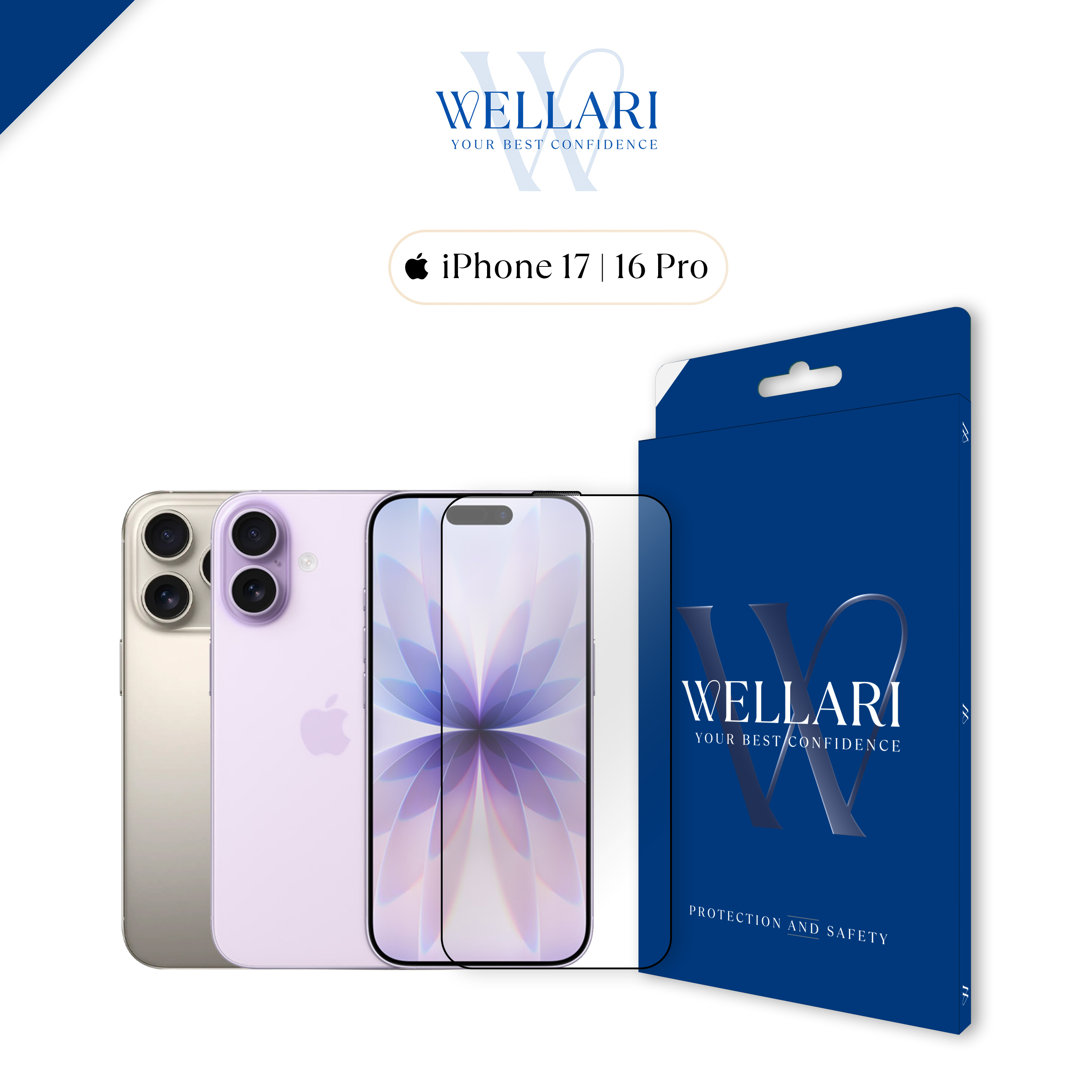 Захисне скло Wellari для iPhone 16 Pro/17 3D Full Screen (Black)