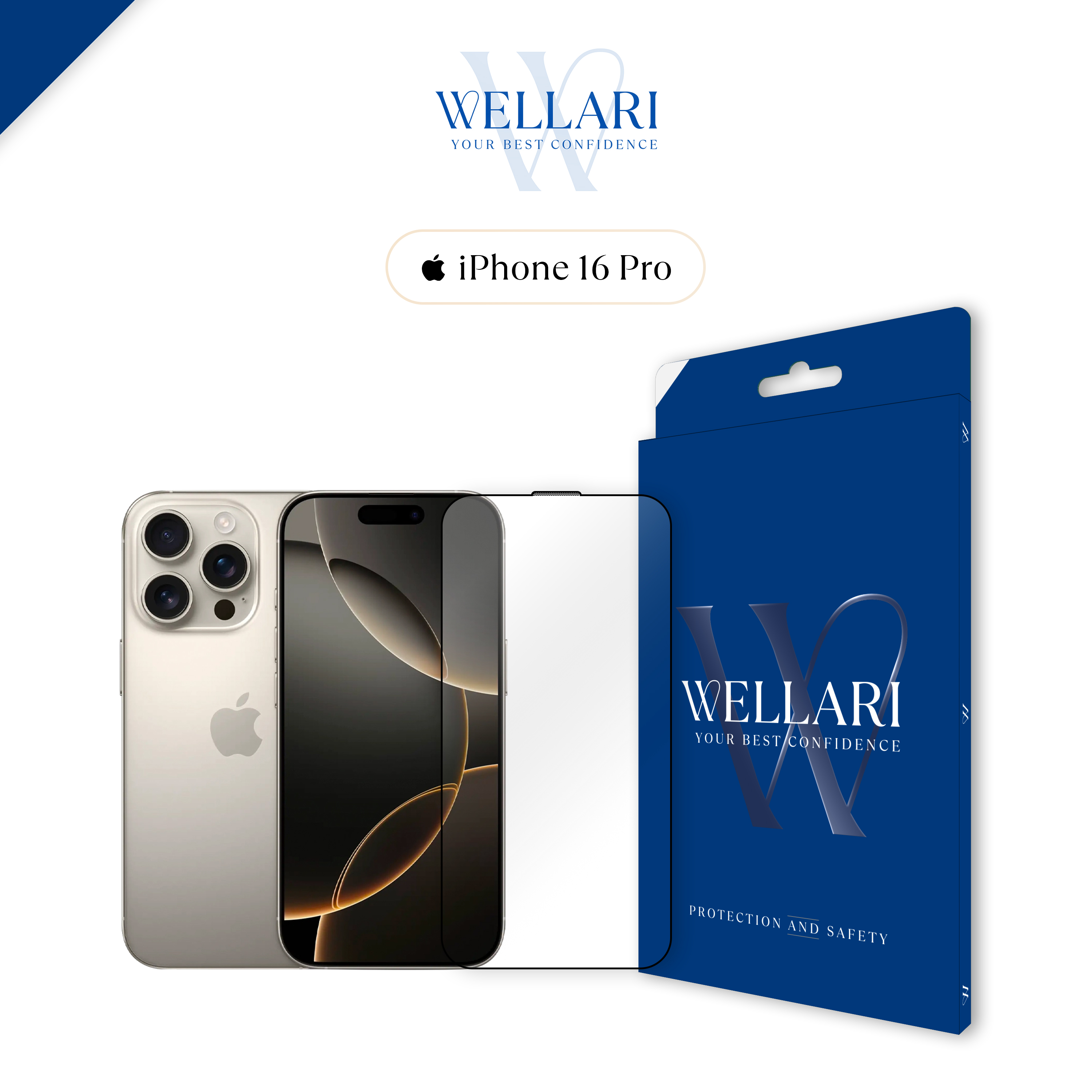 Захисне скло Wellari для iPhone 16 Pro 3D Full Screen (Black)