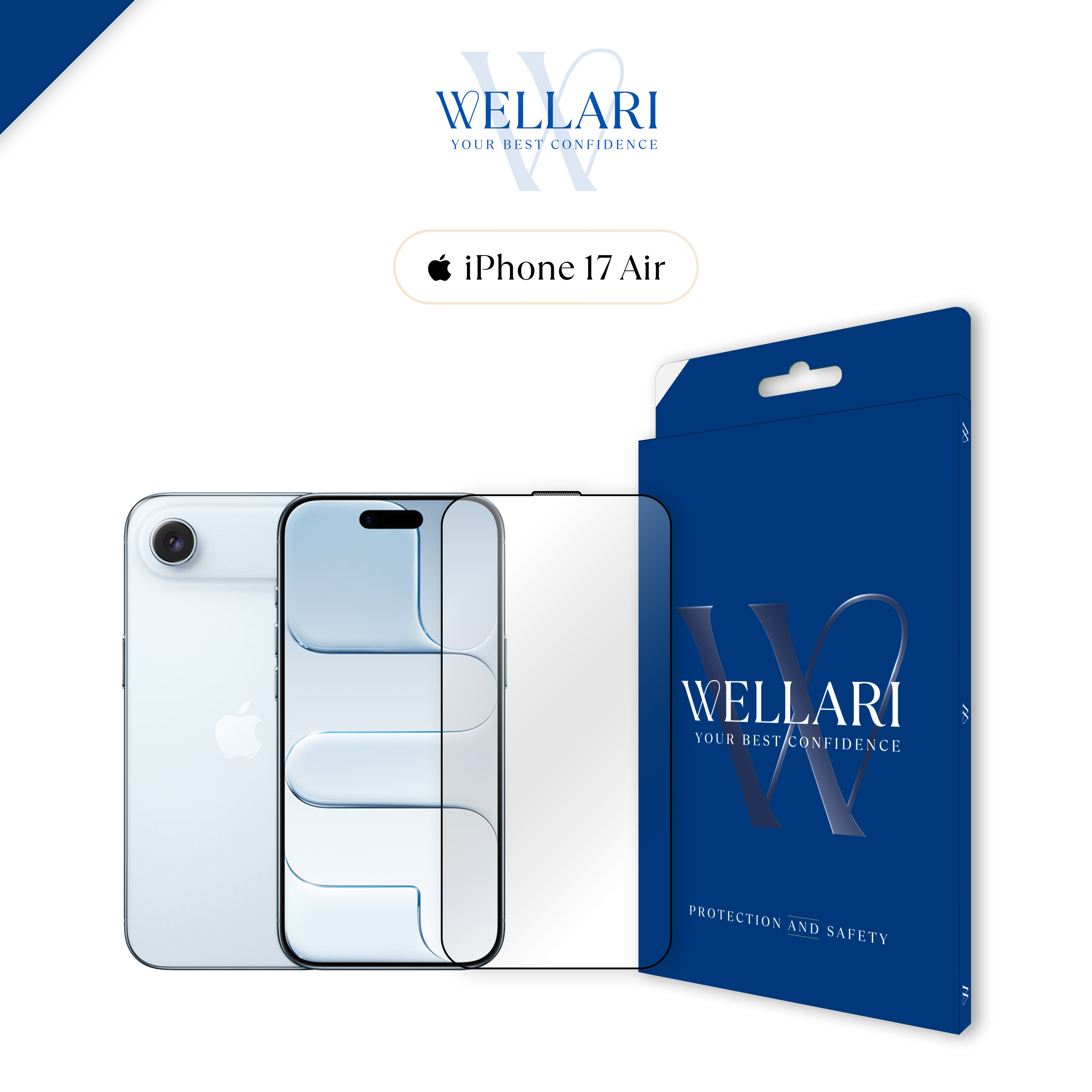 Захисне скло Wellari для iPhone 17 Air 3D Full Screen (Black)