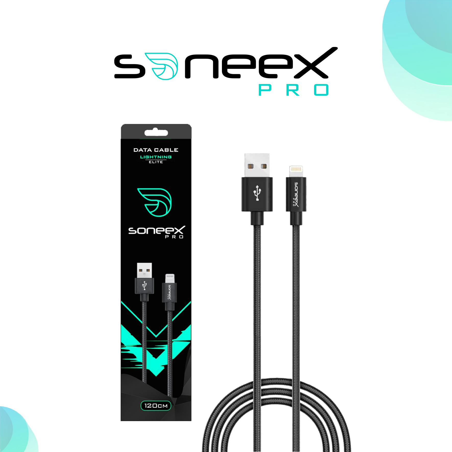 Кабель Soneex Pro Elite Cable USB to Lightning 1.2m (Black)