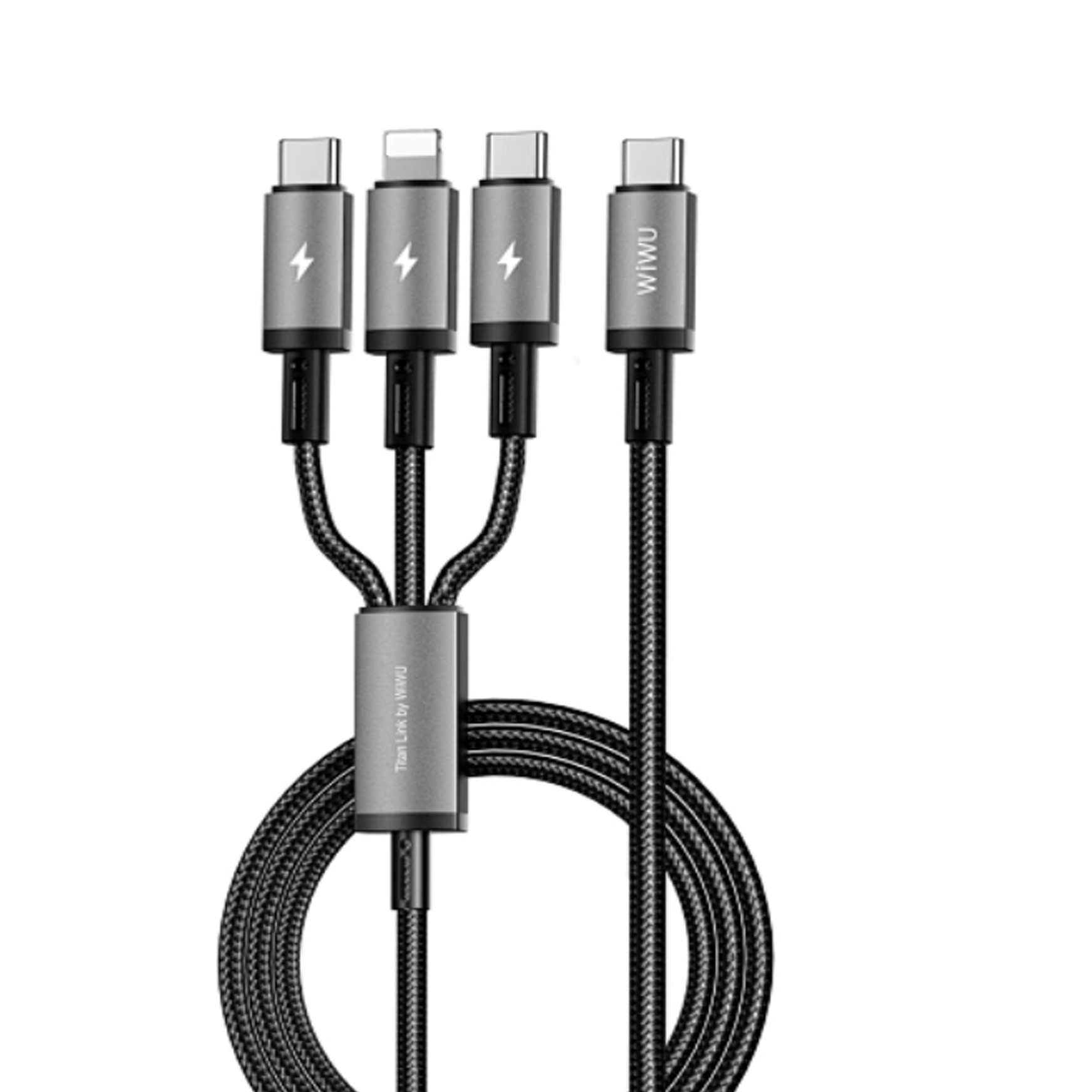 Кабель WIWU [Wi-C060] Titanlink Series USB-C to 2xUSB-C+Lightning 60W 1.2m (Space Grey)