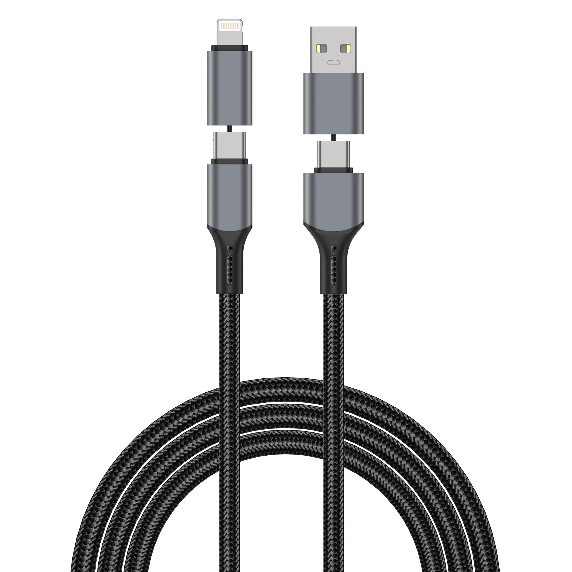 Кабель WIWU [Wi-C085] Fast Charging Cable Raptor Pro Series USB-A+USB-C to USB-C+Lightning 240W 1.2m (Grey)