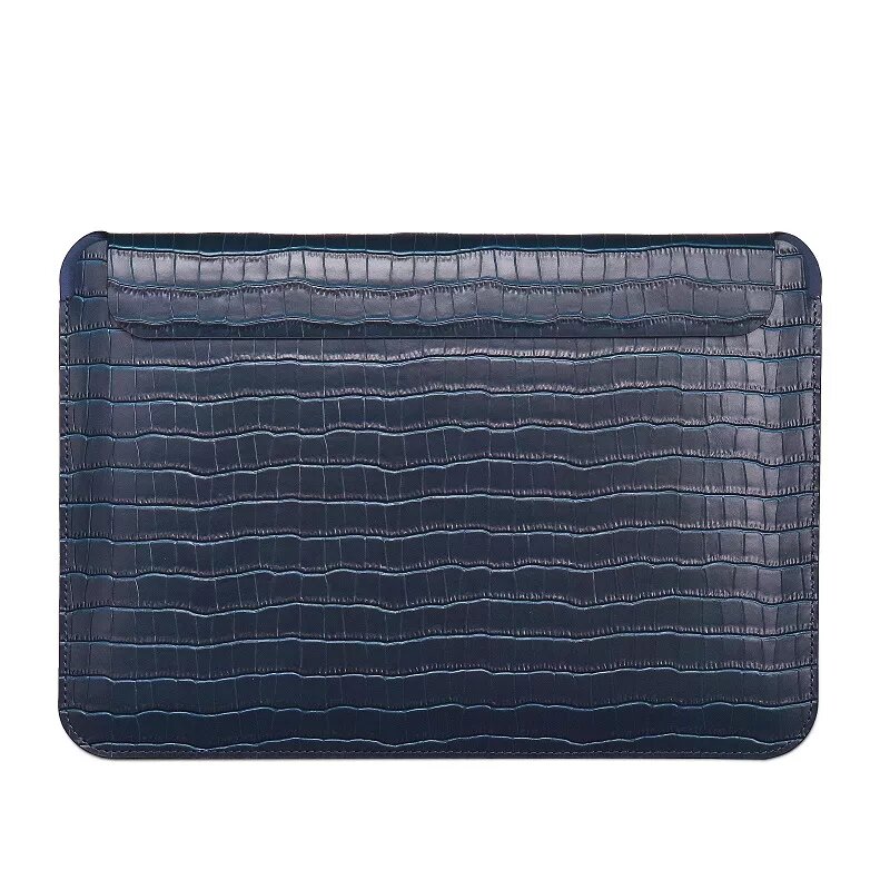Конверт WIWU для MacBook 14" M5 | M4 | M3 | M2 | M1 [2021-2026] Skin Croco Geniunie Leather Sleeve Series (Blue)