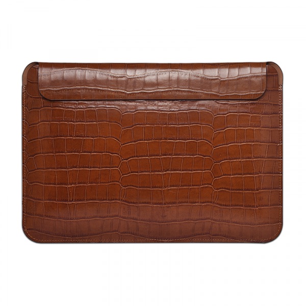 Конверт WIWU для MacBook Air 13" M5 | M4 | M3 | M2 [2022-2026]/MacBook Pro 13" M1 | M2 [2016-2022] Skin Croco Geniunie Leather Sleeve Series (Brown)