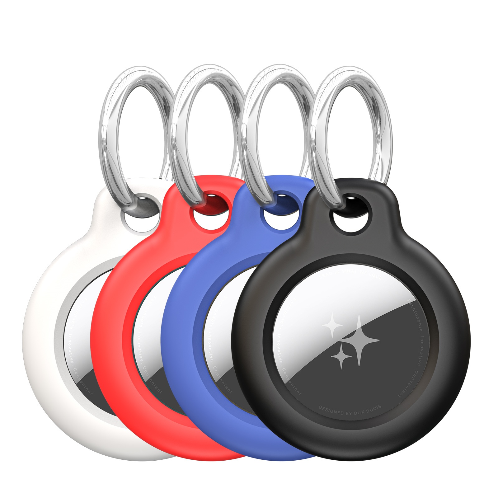 Чохол DUX DUCIS для AirTag PC Secure Holder with Key Ring [4Pack] (Black-White-Blue-Red)