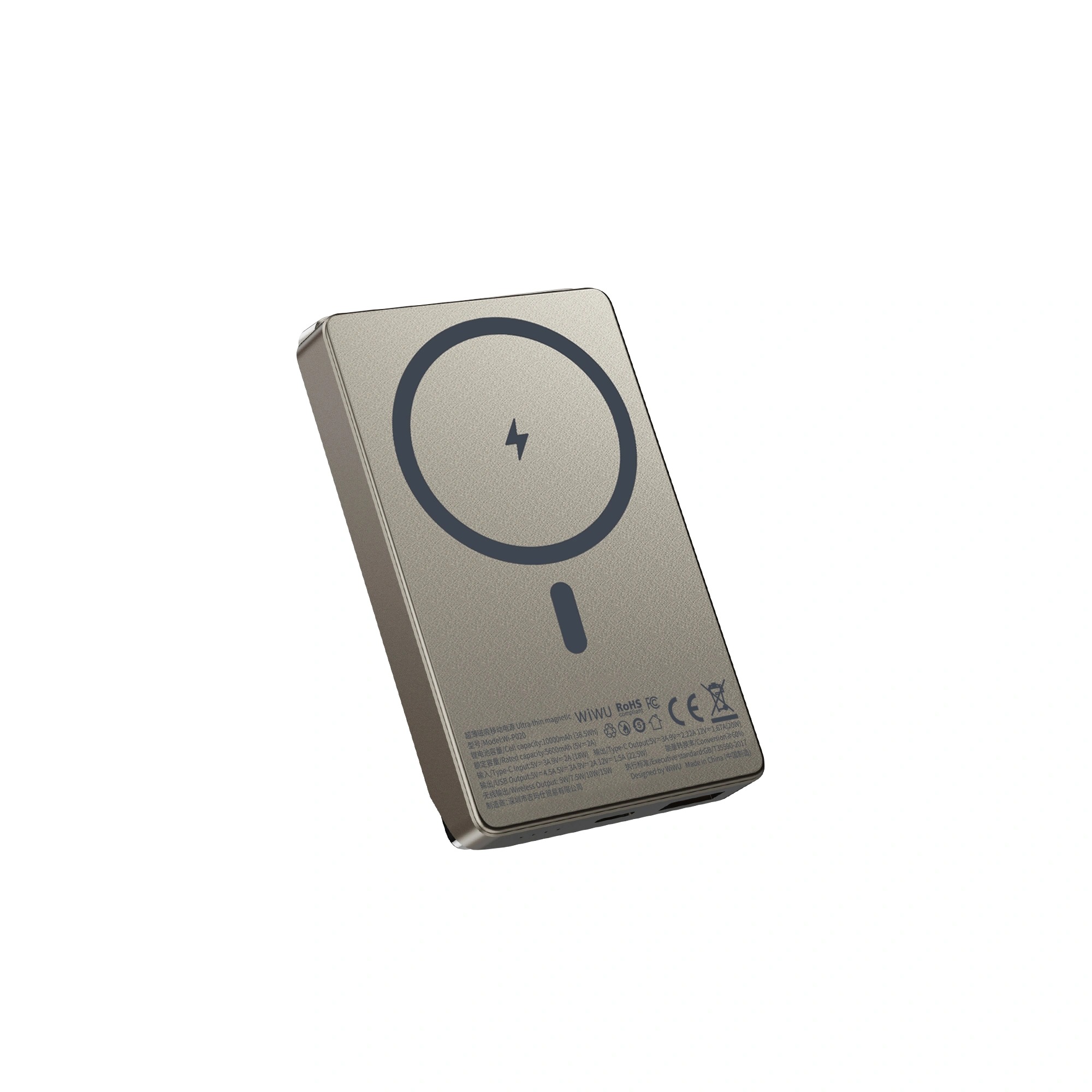 PowerBank WIWU [Wi-P020] Magnetic Ultra-Thin Power Bank 10000mAh 22.5W (Titanium)
